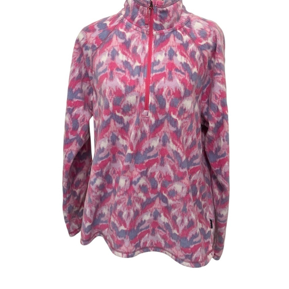 Women's Eddie Bauer Quarter (1/4) Zip Polar Fleece Rose Ikat Marble  large